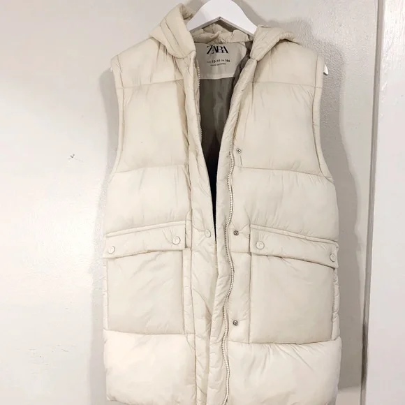ZARA Extra Long Puffer Vest sz 13 14 fits like 2/4 - Picture 3 of 8